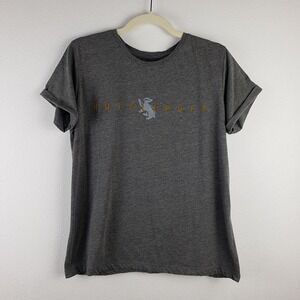 Harry Potter Women's Size 12 Hufflepuff House Gray Graphic Tee Rolled Sleeve